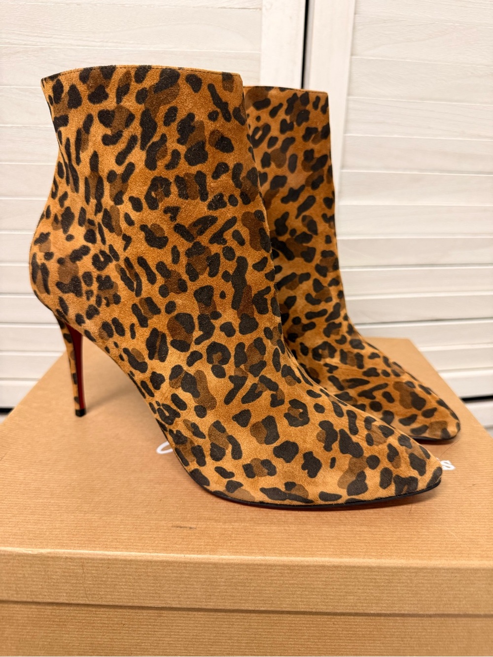 Christian Louboutin Leopard Ankle Booties 85